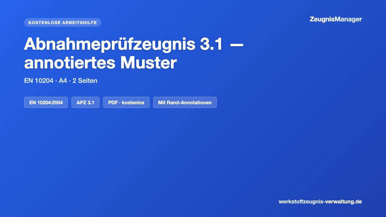 Vorschau: Abnahmeprüfzeugnis 3.1 — annotiertes Muster (PDF)