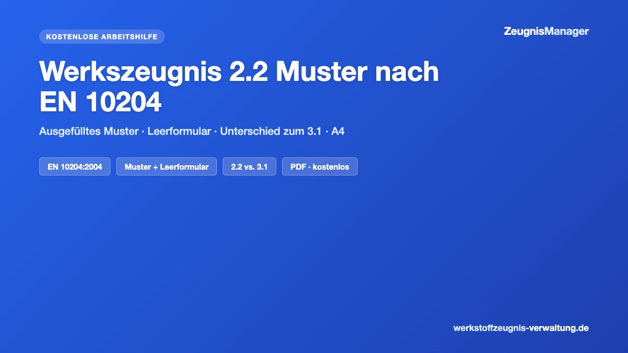 Vorschau: Werkszeugnis 2.2 Muster nach EN 10204 (PDF-Vorlage)